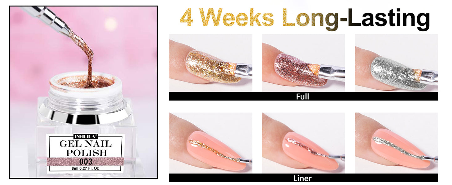 Rose Gold Glitter Gel Nail Polish 8ml