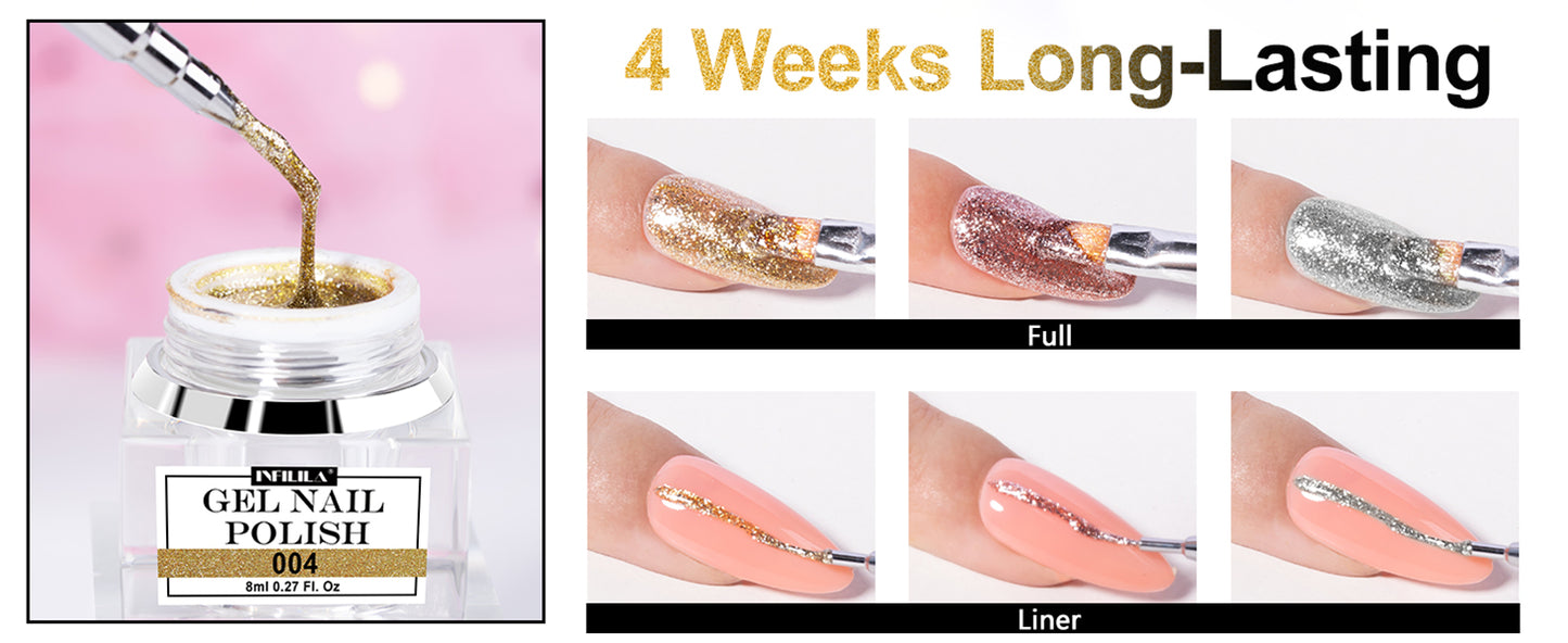 Gold Glitter Gel Nail Polish 8ml