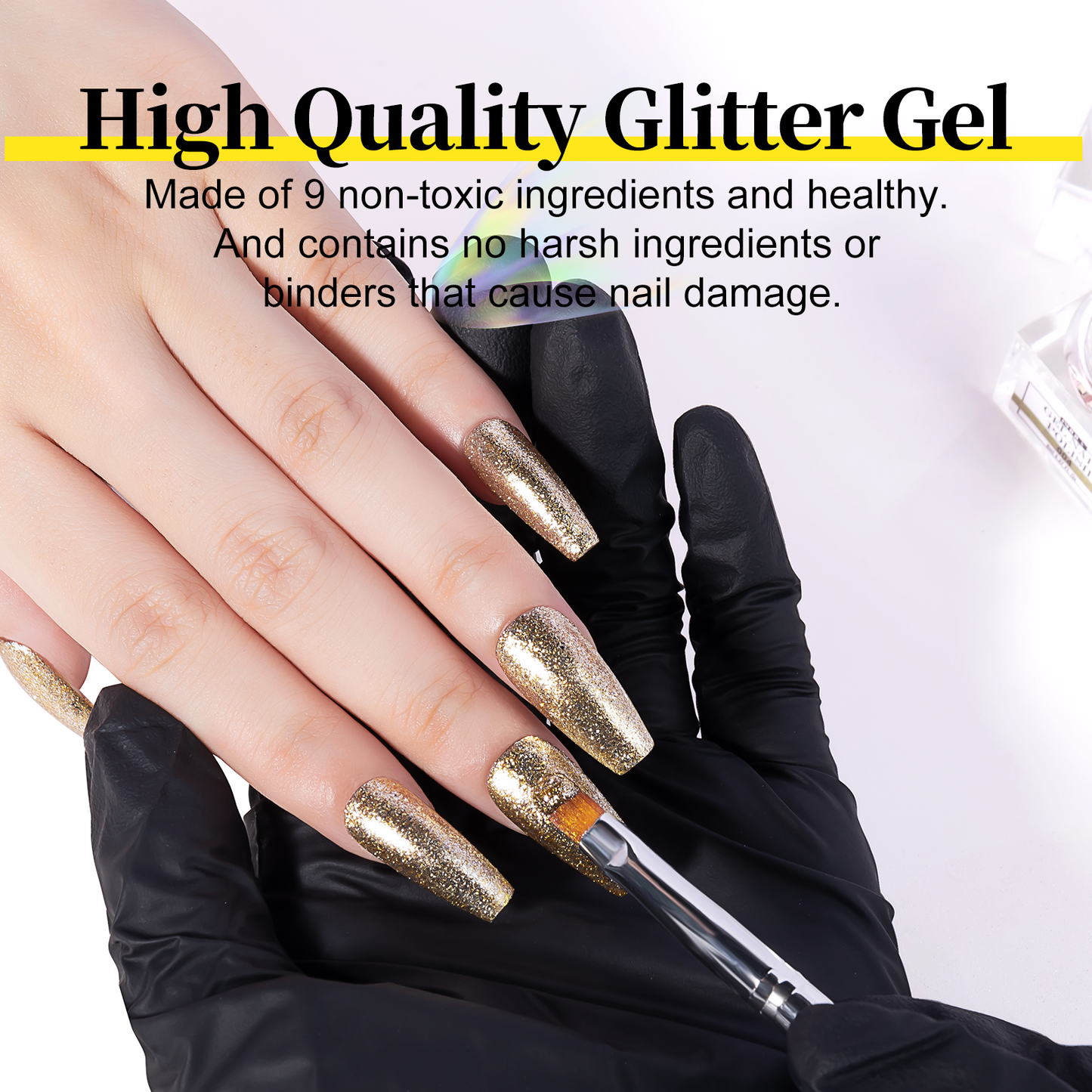 Gold Glitter Gel Nail Polish 8ml