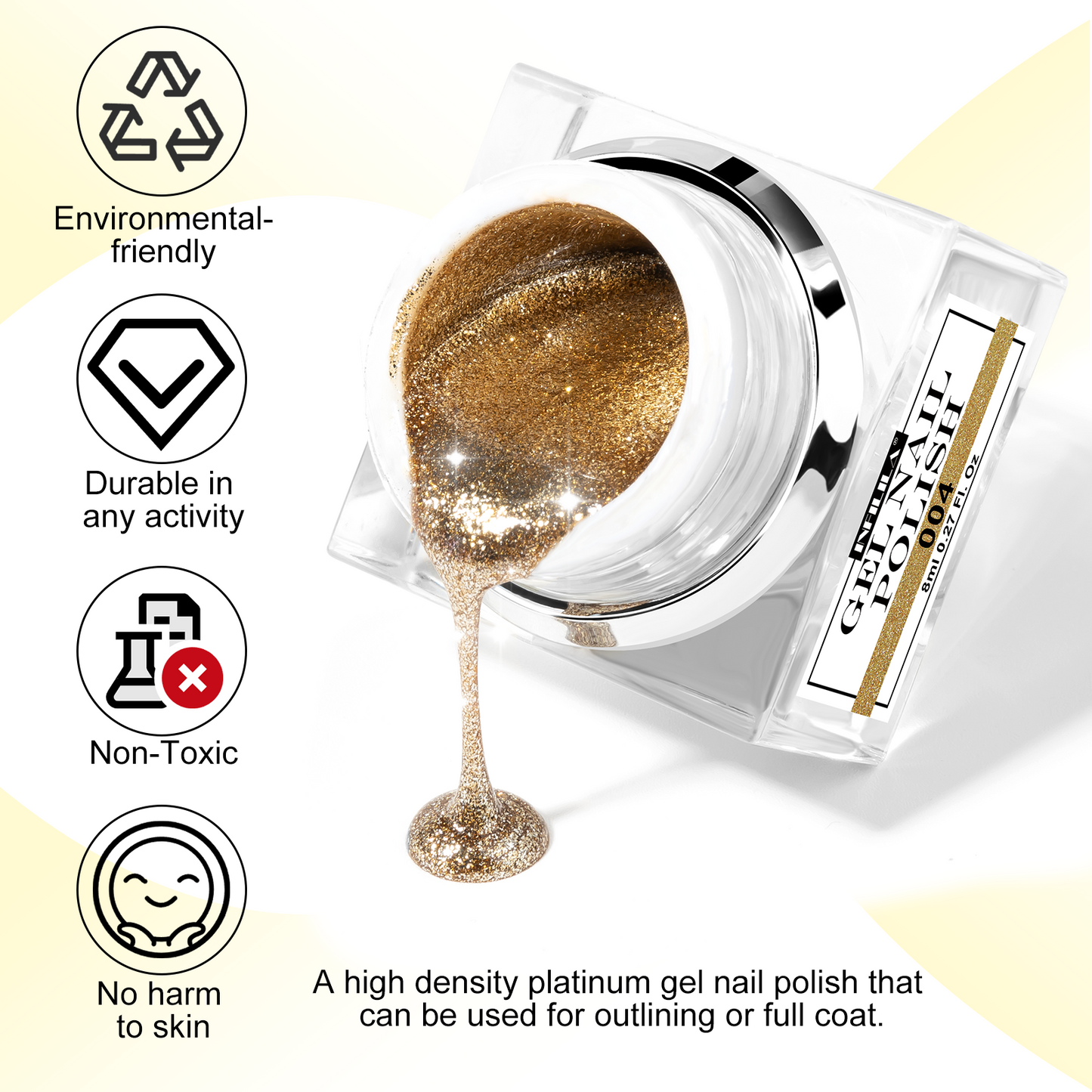 Gold Glitter Gel Nail Polish 8ml