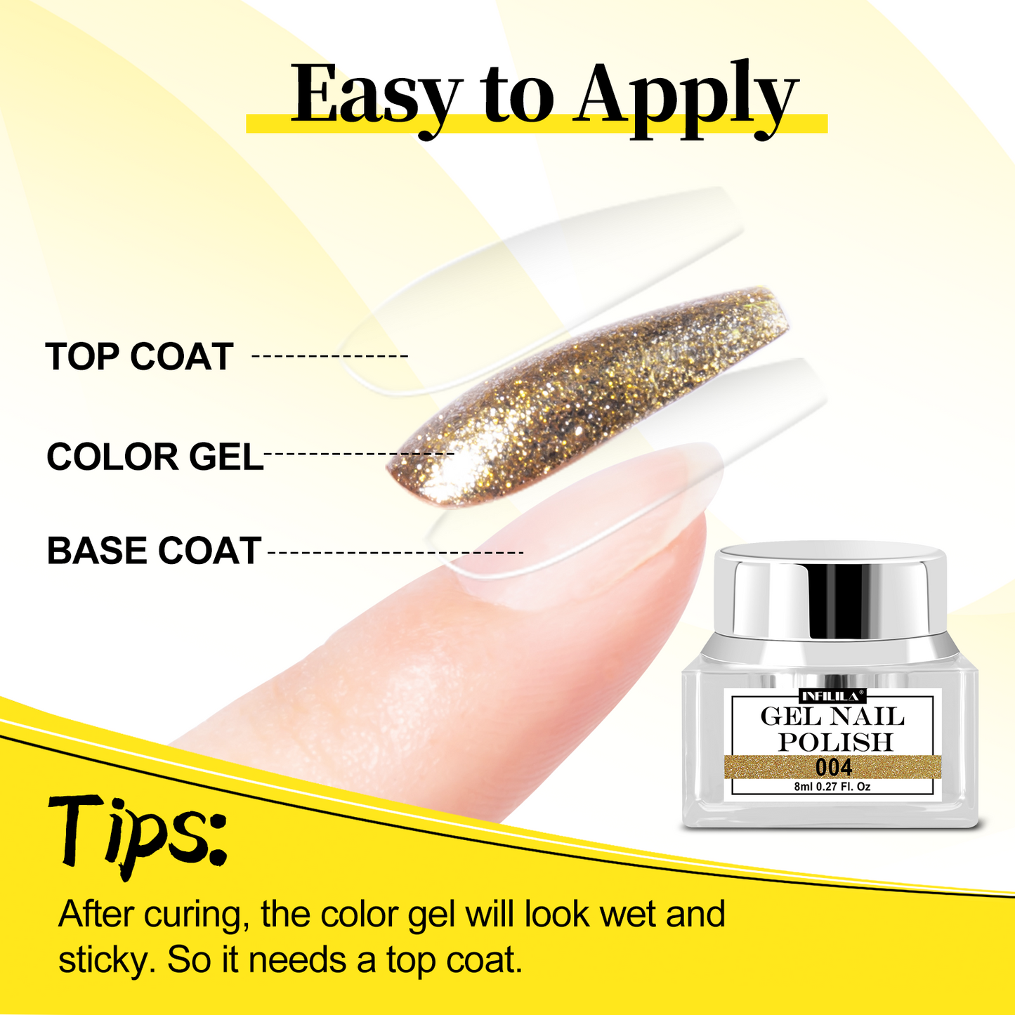 Gold Glitter Gel Nail Polish 8ml