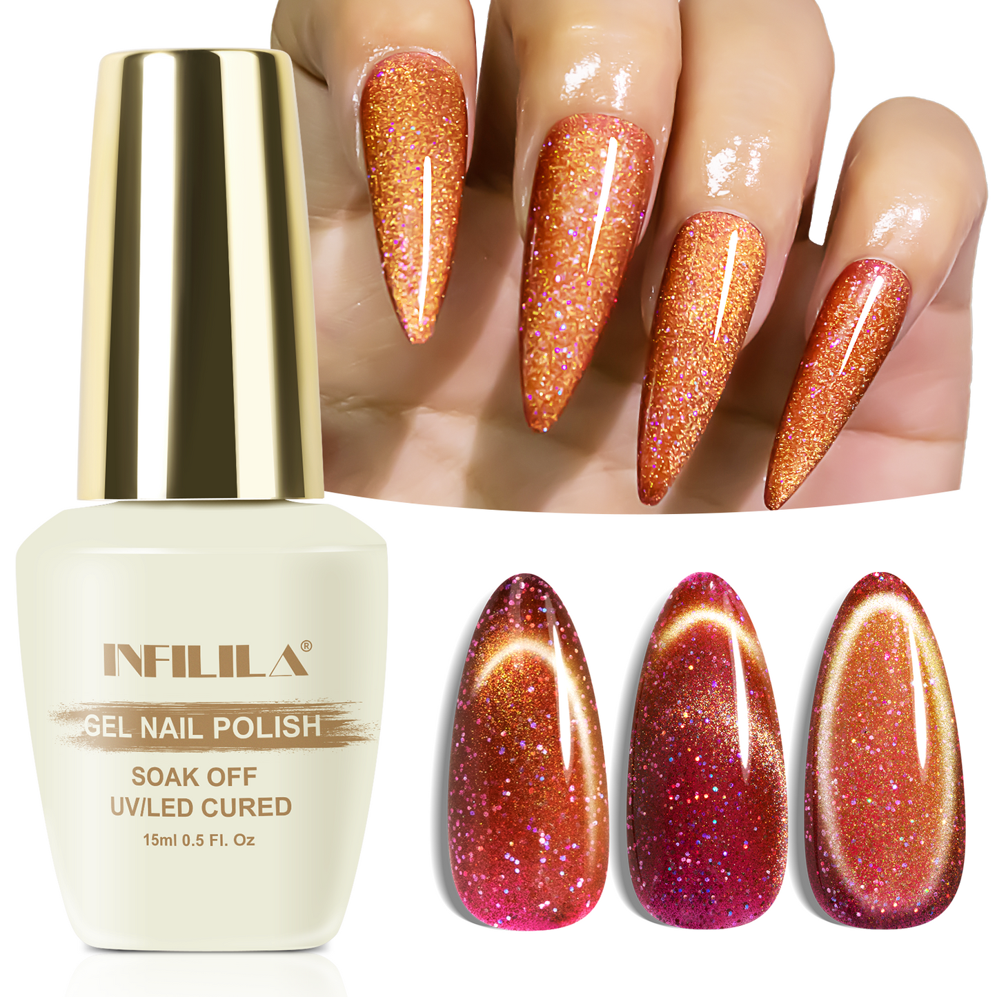 Pink Orange Cat Eye Gel Polish (15ML)