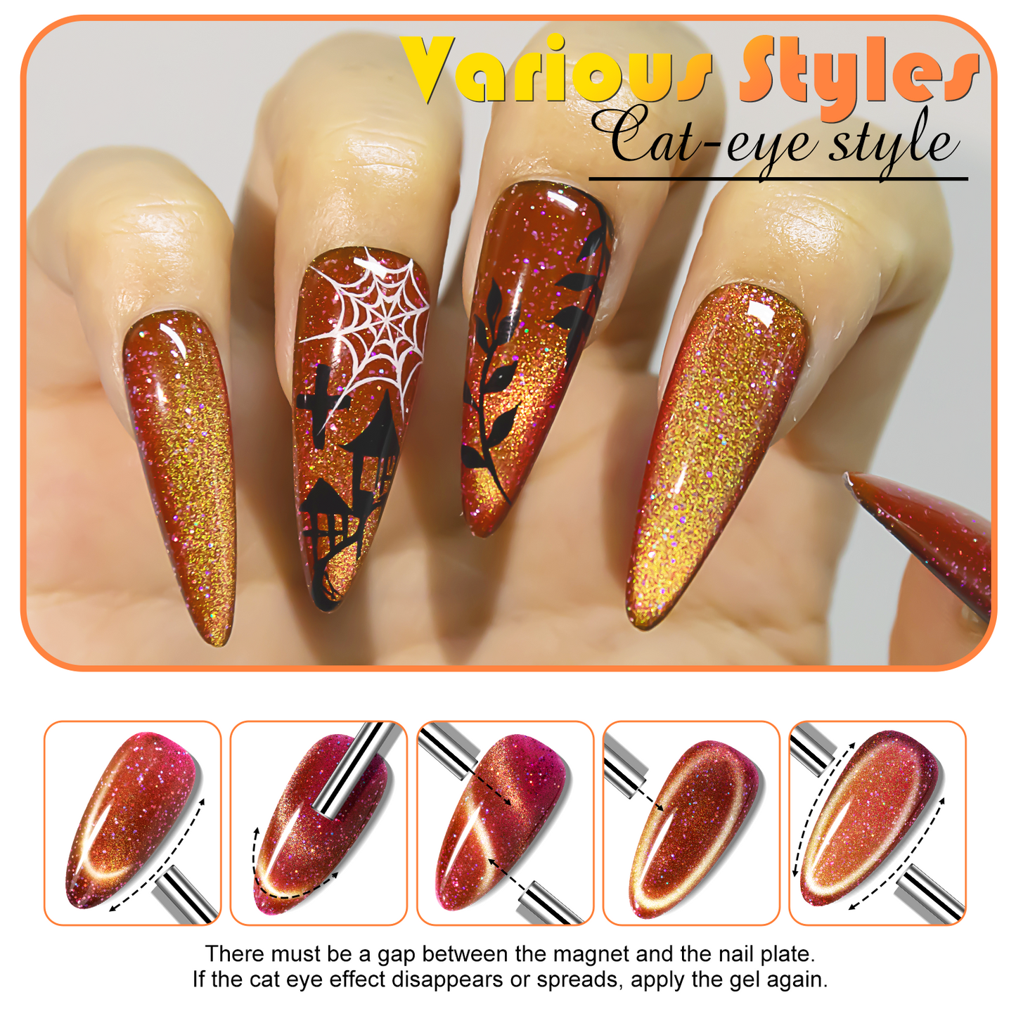 Pink Orange Cat Eye Gel Polish (15ML)