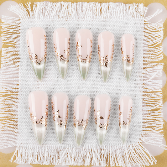 Moss Muse | 3D Dewdrop Veil Press On Nails with Gift Box