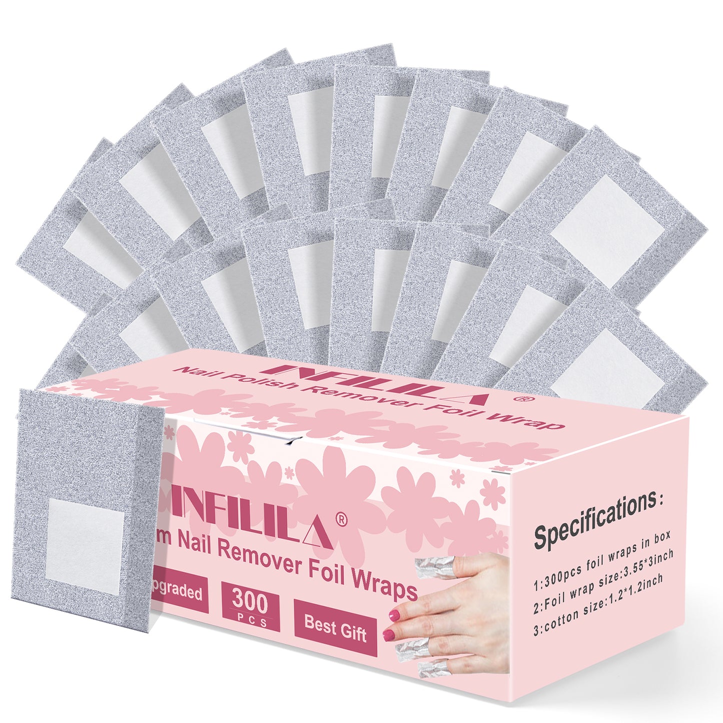 300PCS Foil Nail Wraps Gel Nail Polish Remover Foil Wraps for Nails