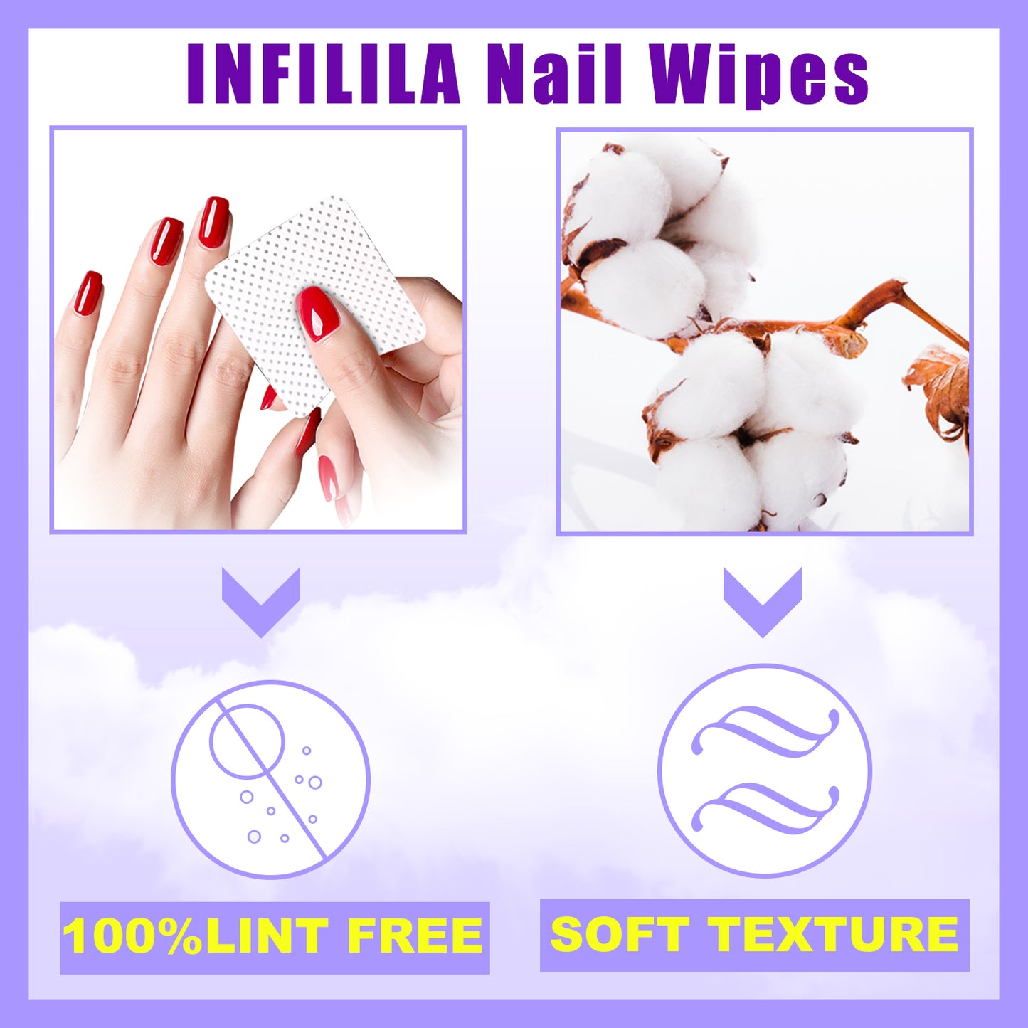 Lint Free Nail Wipes Non-Woven Fabric Dry Nail Prep Wipes