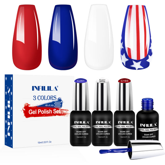 4th of July Gel Nail Polish Set 10ml