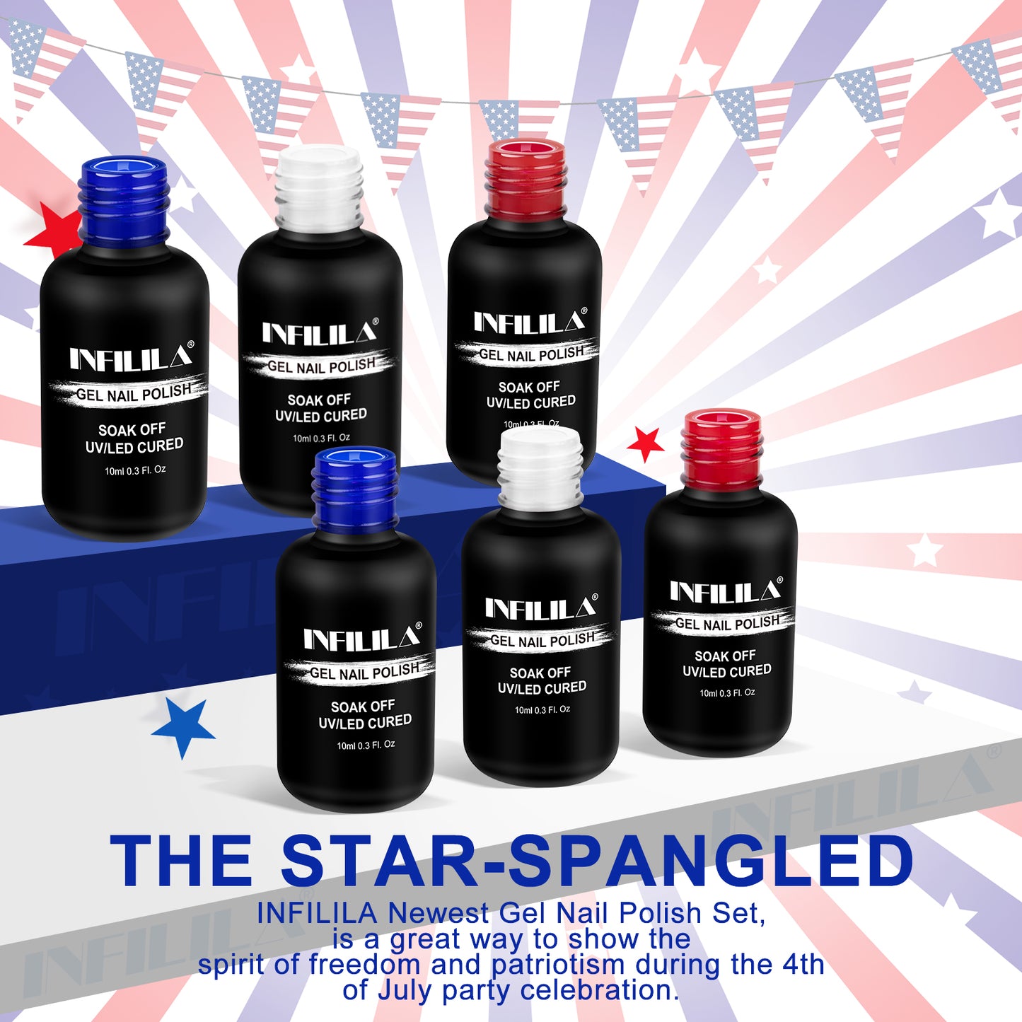 4th of July Gel Nail Polish Set 10ml