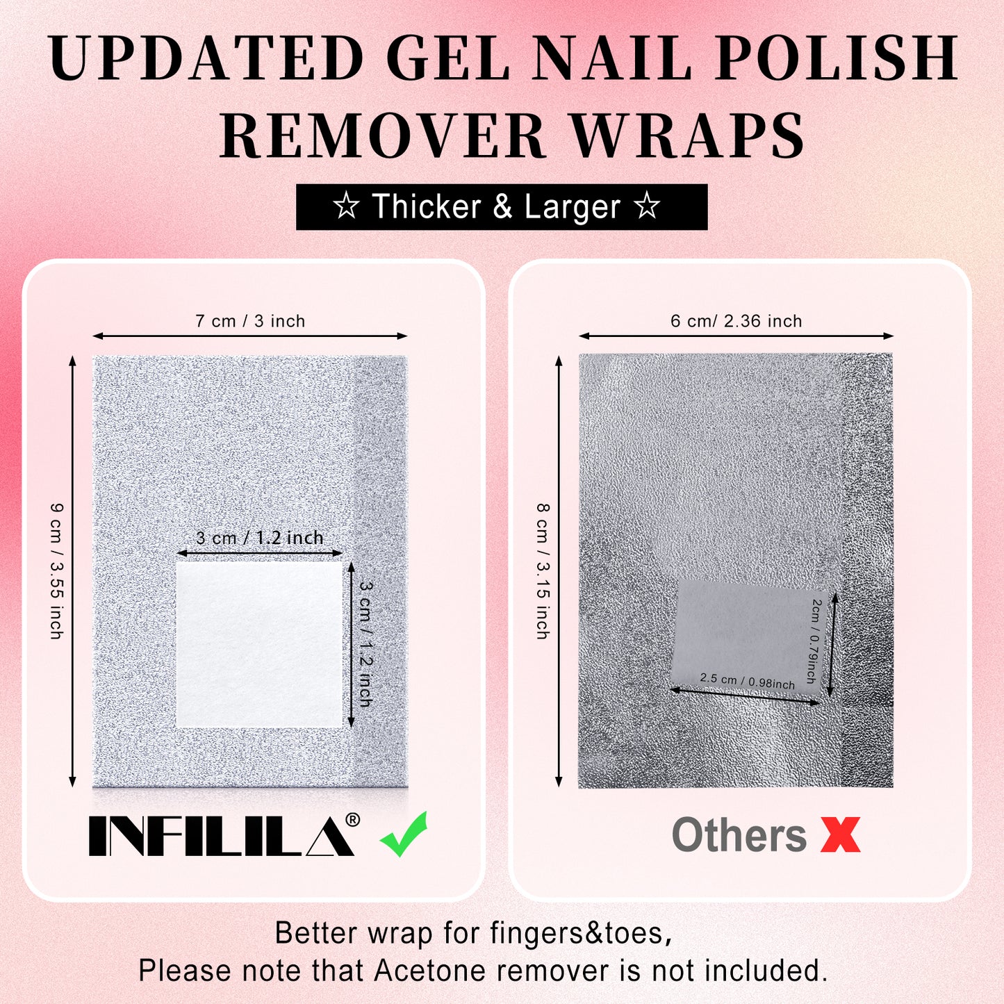 300PCS Foil Nail Wraps Gel Nail Polish Remover Foil Wraps for Nails