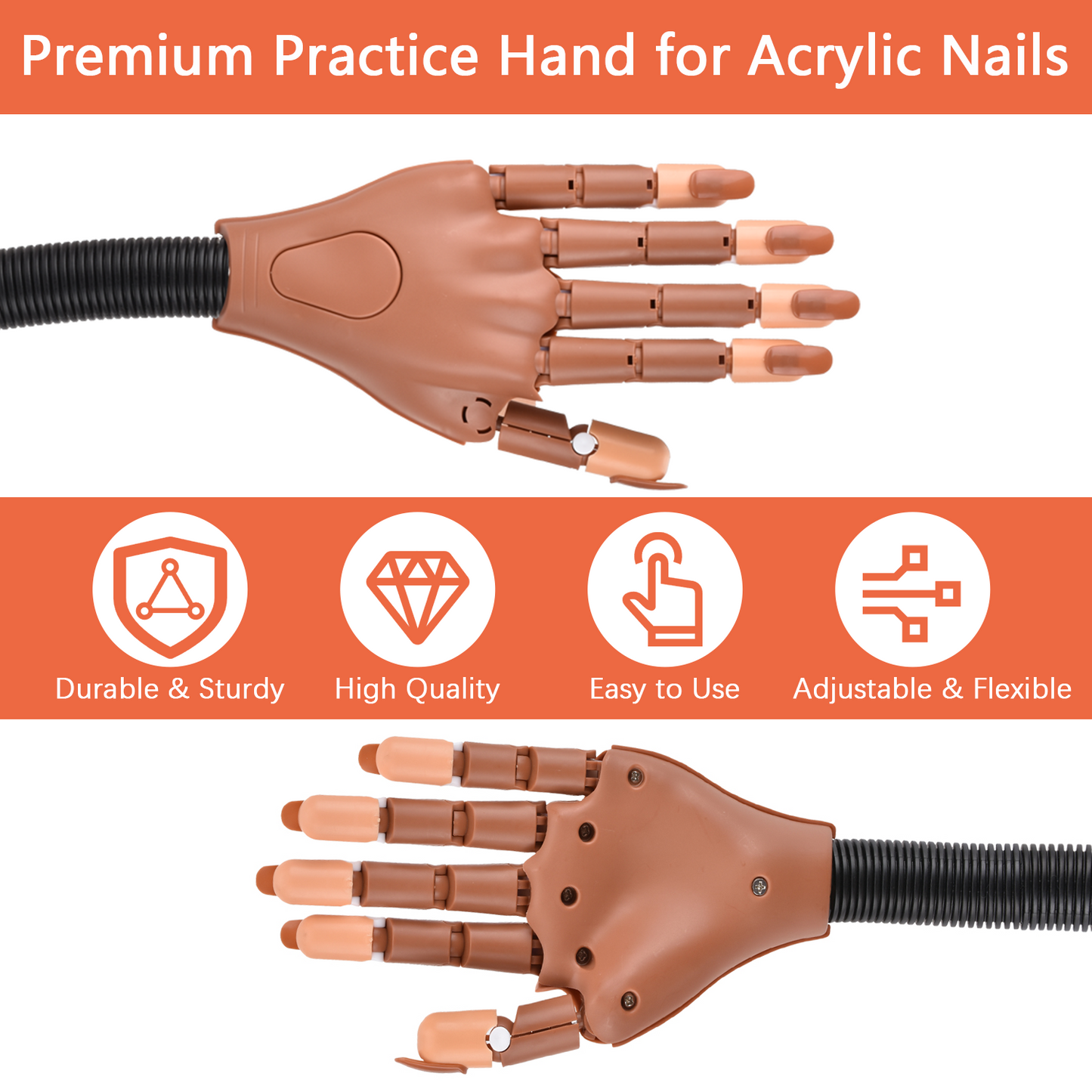 Flexible Nail Practice Hand Kits with 200 PCS Nail Tips