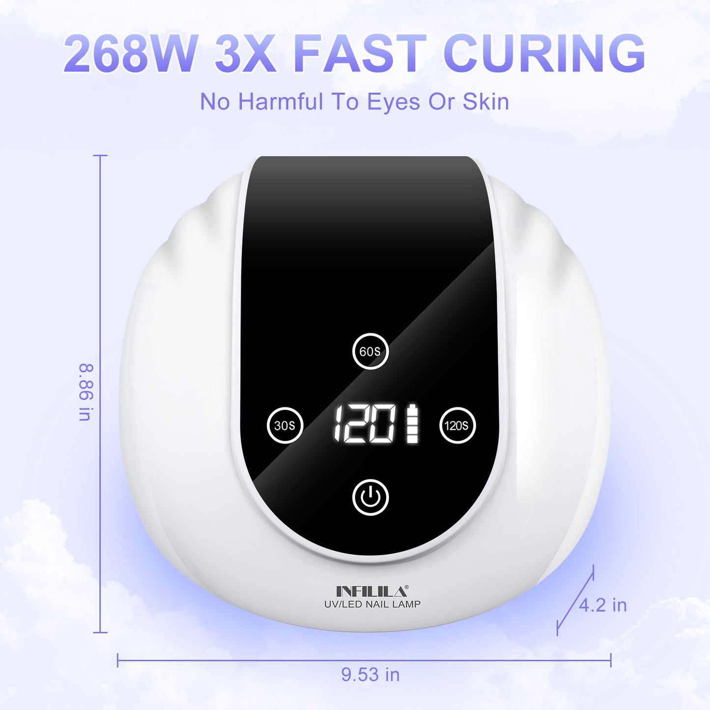 268W Fast Curing Wireless UV Nail Lamp for Gel Nails