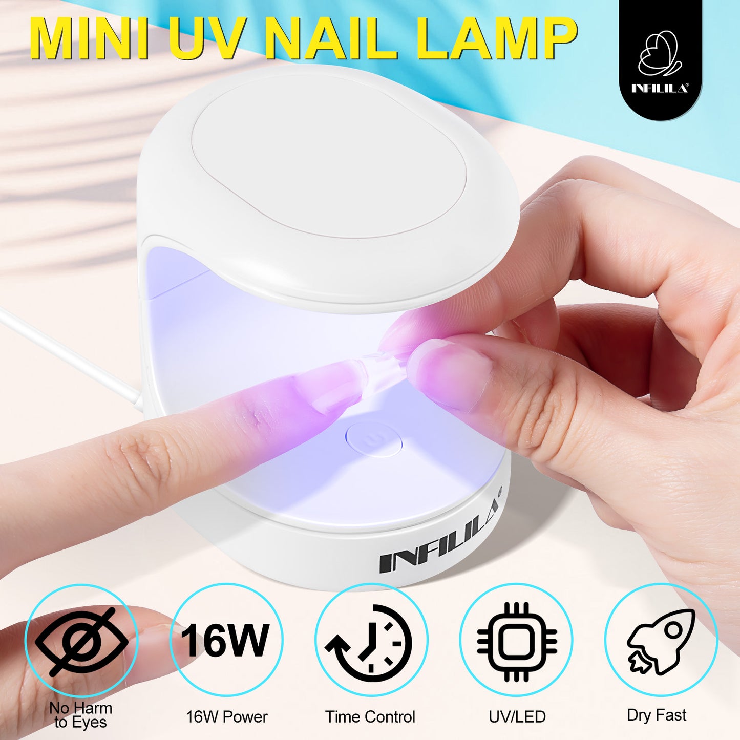 16W Fast Mini UV Light Nail Lamp for Gel Nails