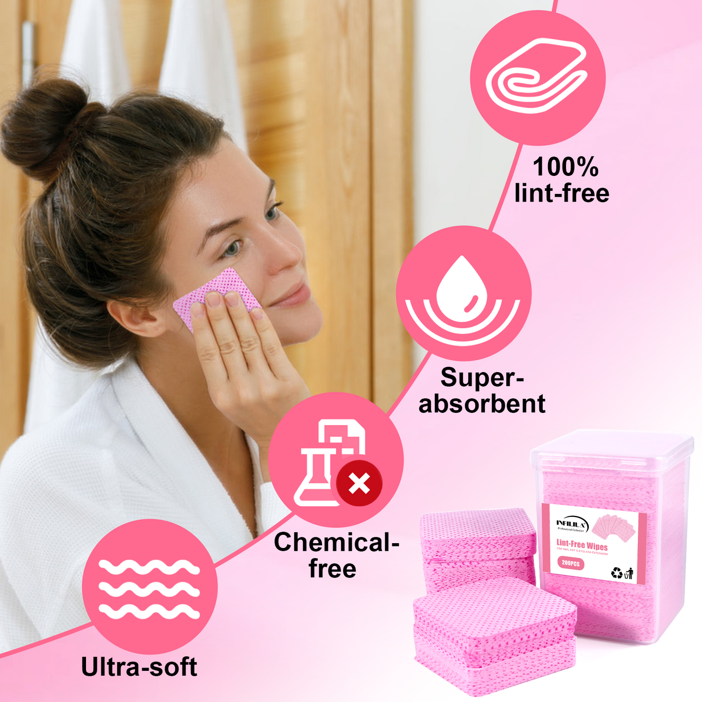 Lint Free Nail Wipes 400PCS Nail Supplies Dry Nail Wipes for Nail Polish Remover