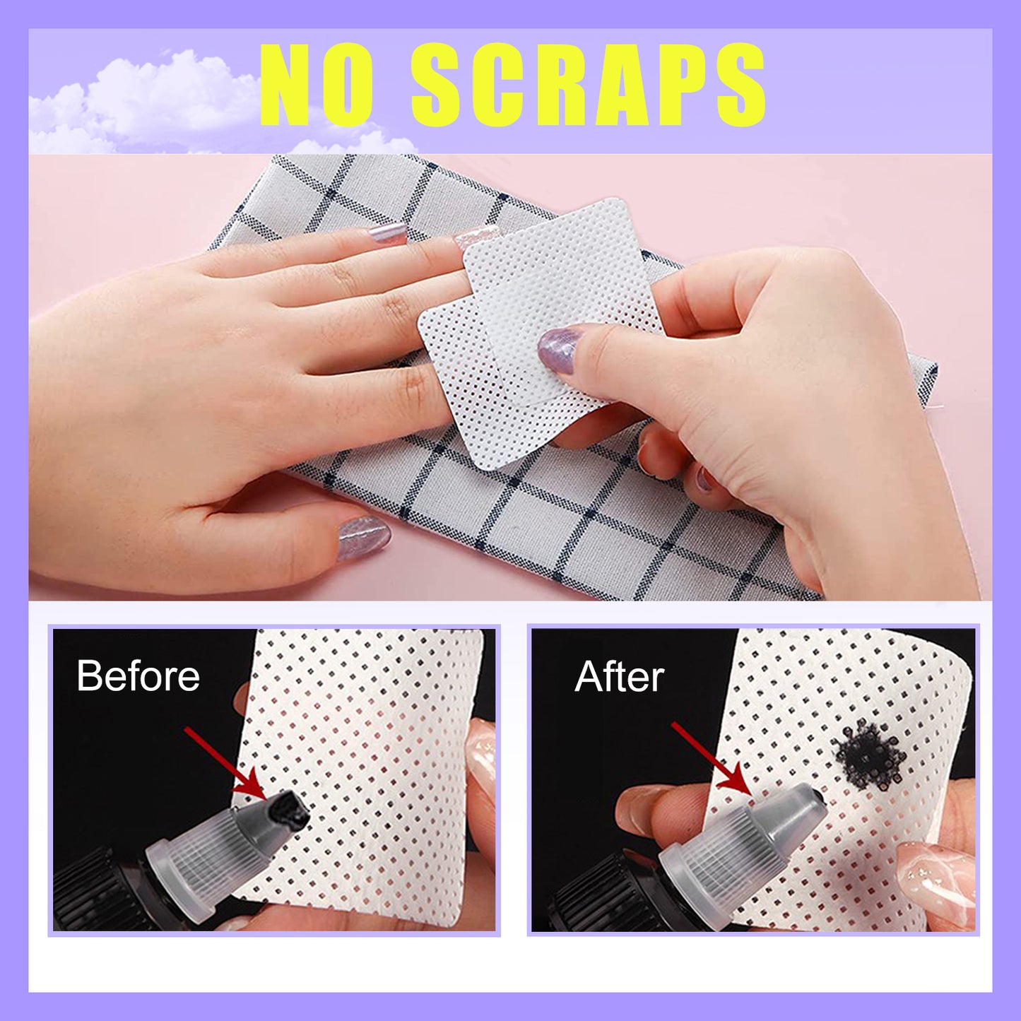 Lint Free Nail Wipes Non-Woven Fabric Dry Nail Prep Wipes