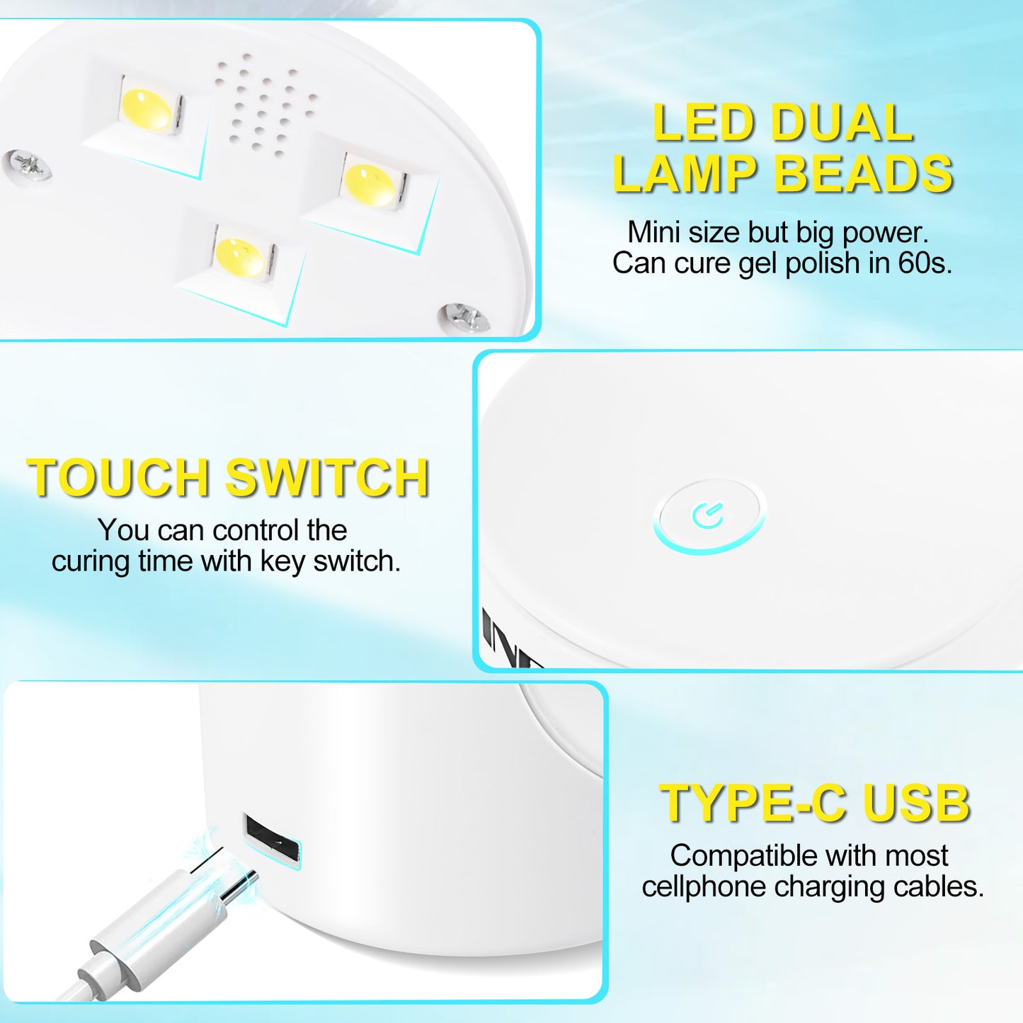 16W Fast Mini UV Light Nail Lamp for Gel Nails