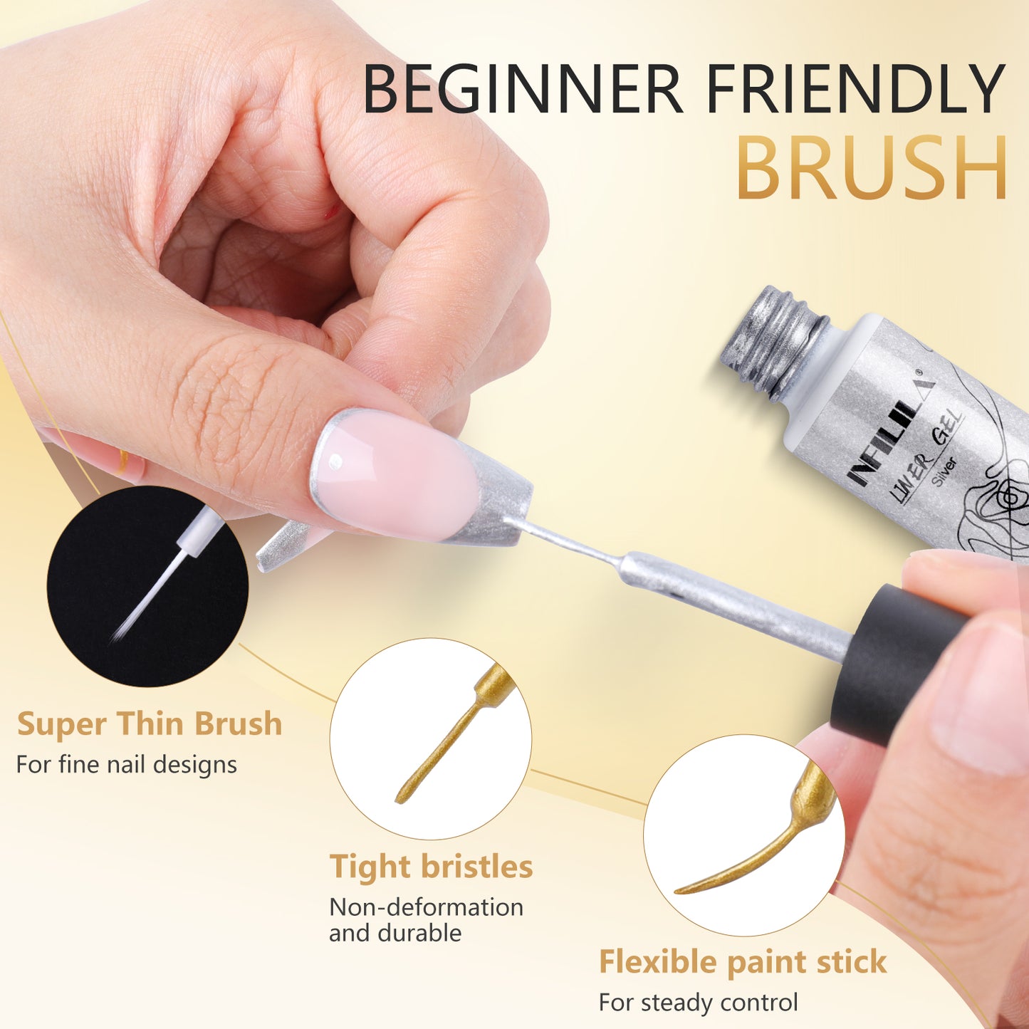 Sliver & Gold Gel Liner Nail Polish