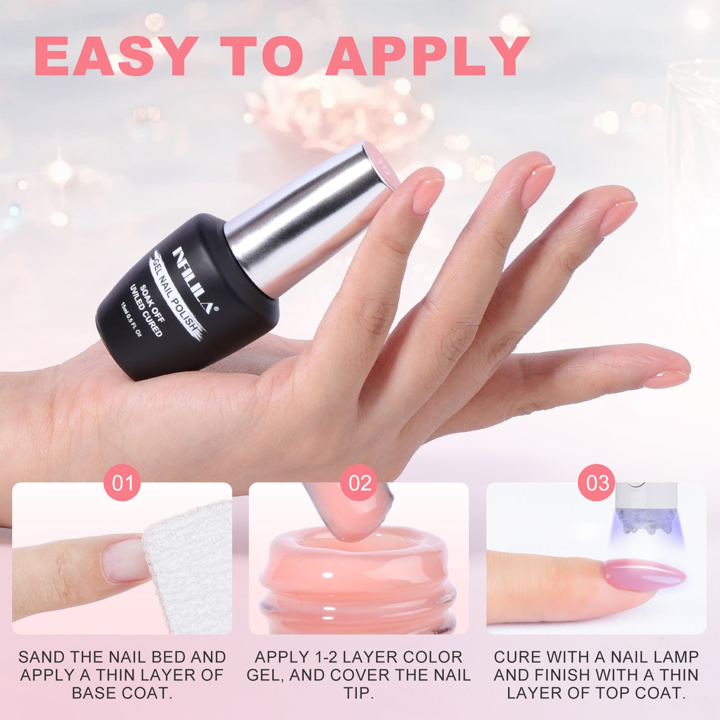 Orange Pink Gel Nail Polish 15ml