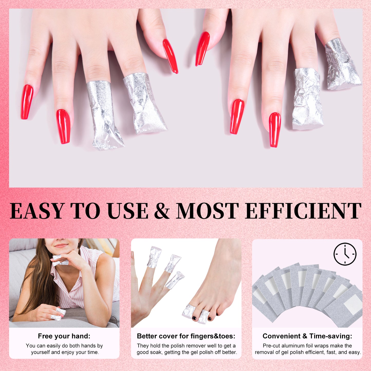 300PCS Foil Nail Wraps Gel Nail Polish Remover Foil Wraps for Nails