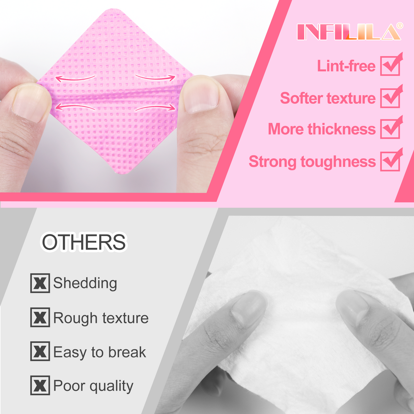 Lint Free Nail Wipes 400PCS Nail Supplies Dry Nail Wipes for Nail Polish Remover