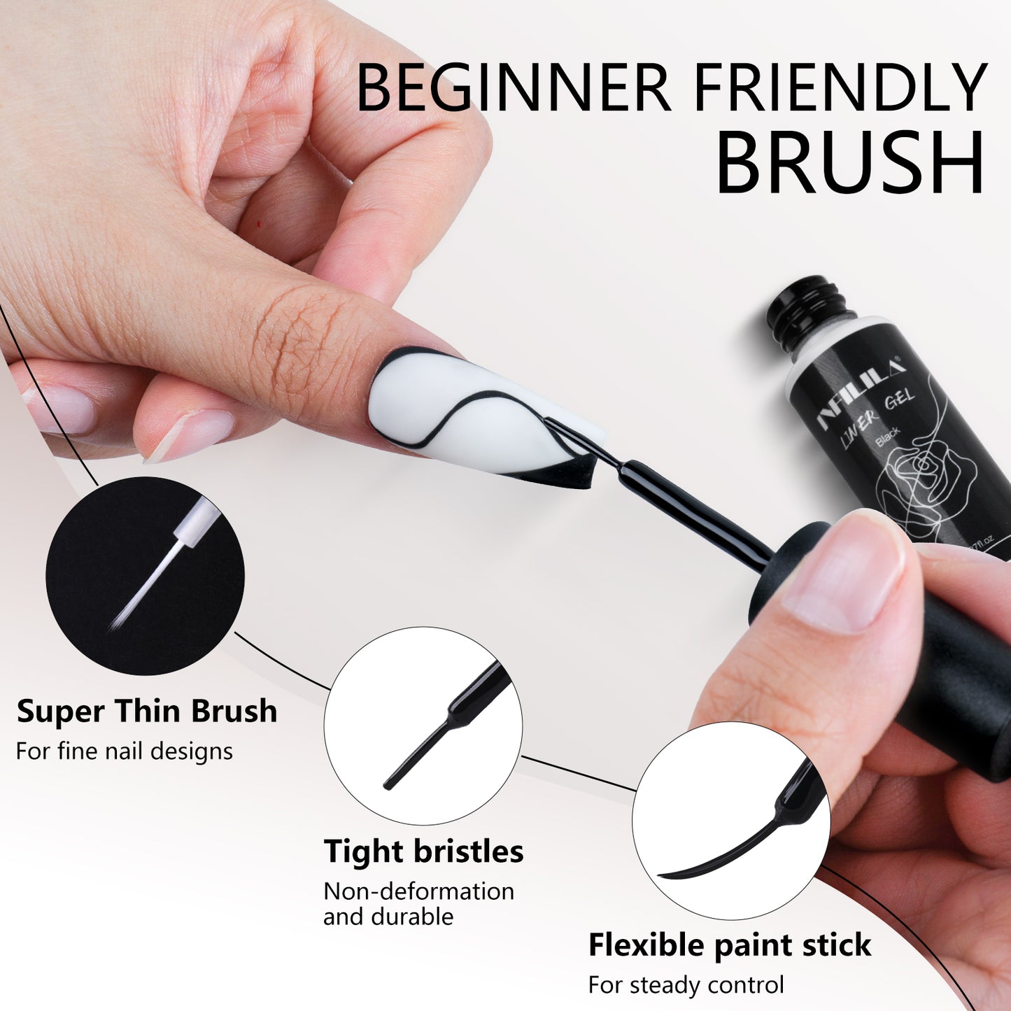 Black & White Gel Liner Nail Polish