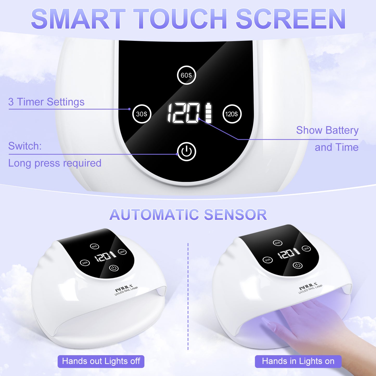 268W Fast Curing Wireless UV Nail Lamp for Gel Nails