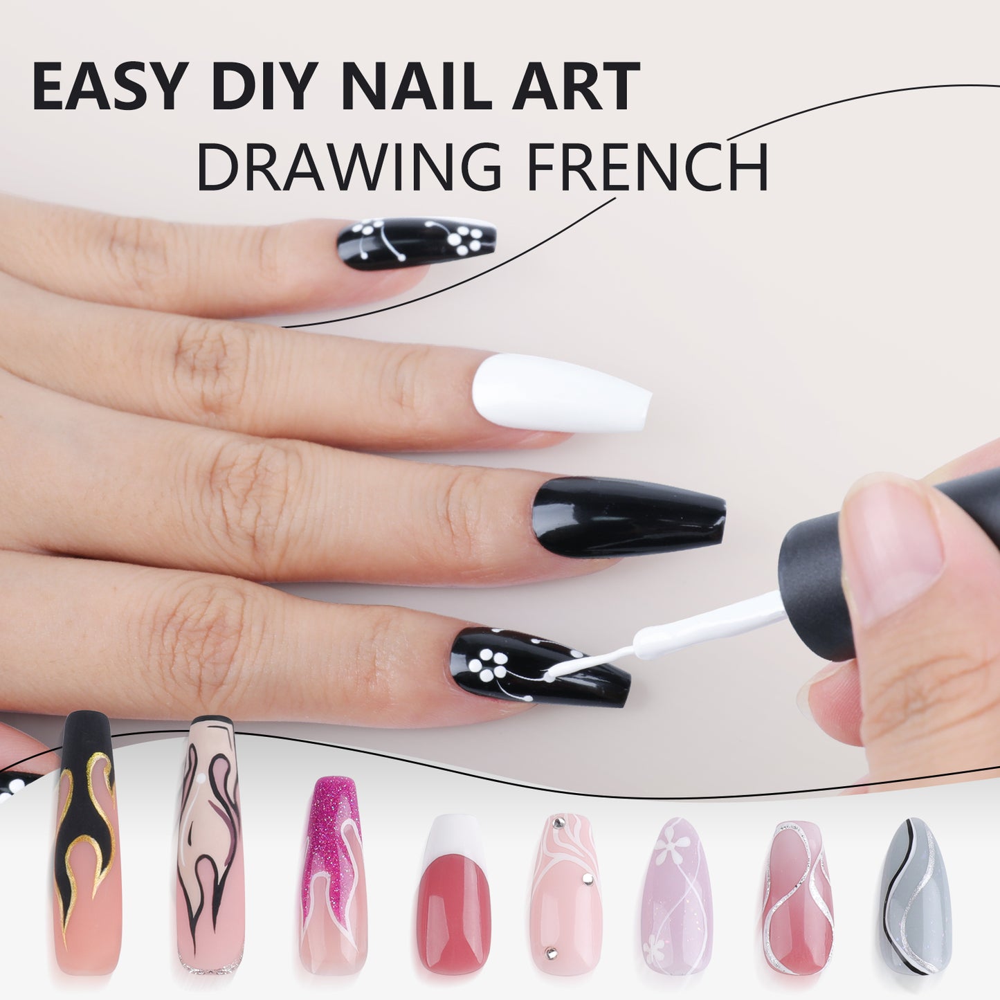 Black & White Gel Liner Nail Polish