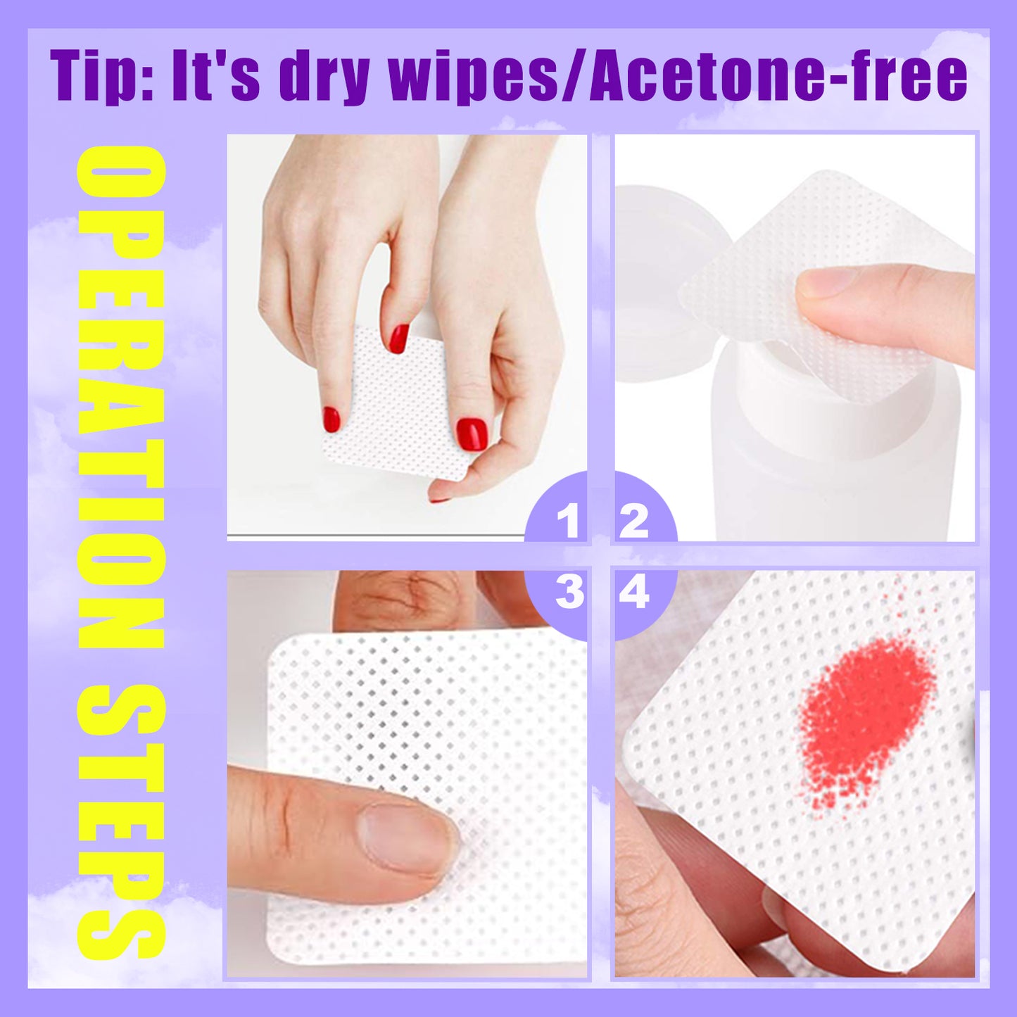 Lint Free Nail Wipes Non-Woven Fabric Dry Nail Prep Wipes