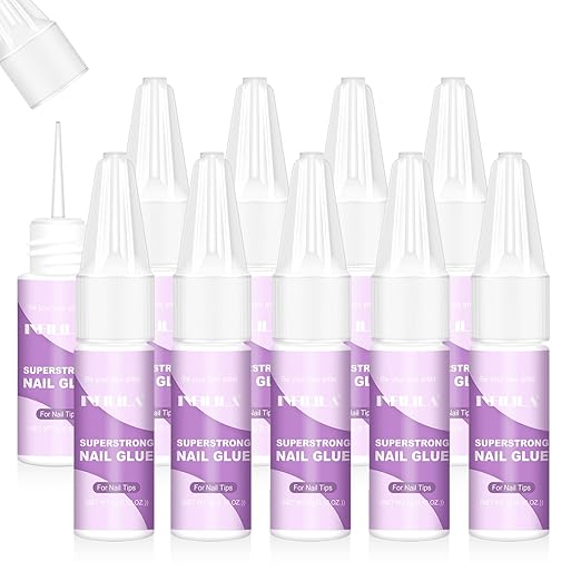10Pcs Nail Glue, Nail Glue for Nail Tips Acrylic Nails Presser Nails