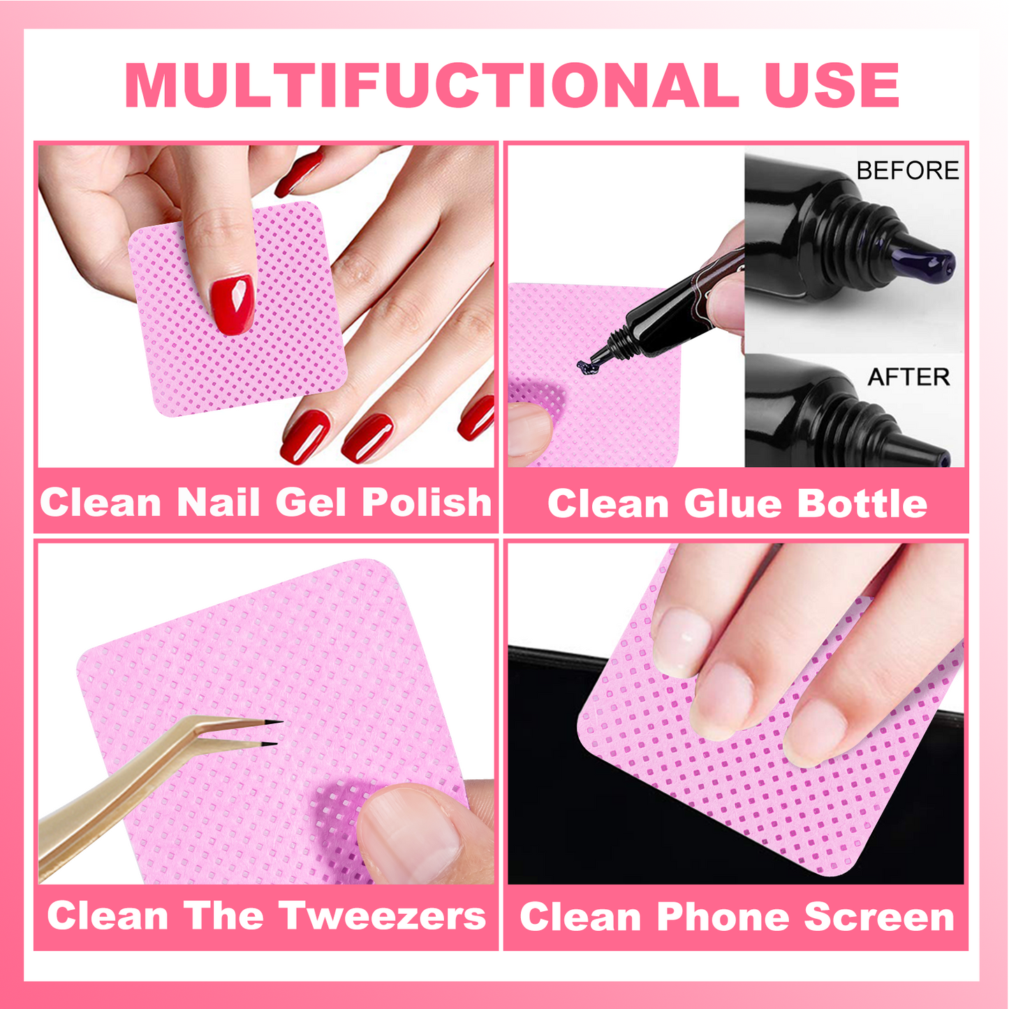 Lint Free Nail Wipes 400PCS Nail Supplies Dry Nail Wipes for Nail Polish Remover
