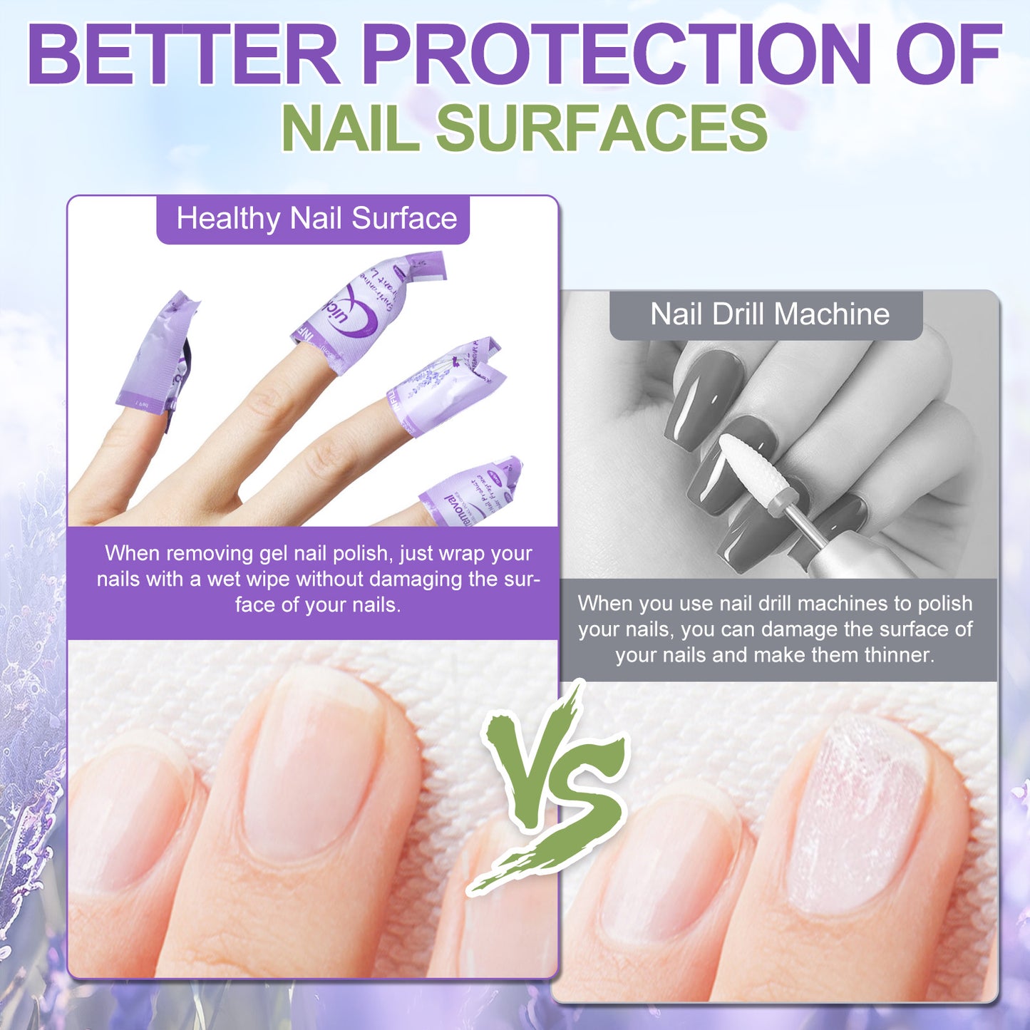 100pcs Lavender Fragrance Nail Polish Remover Pads