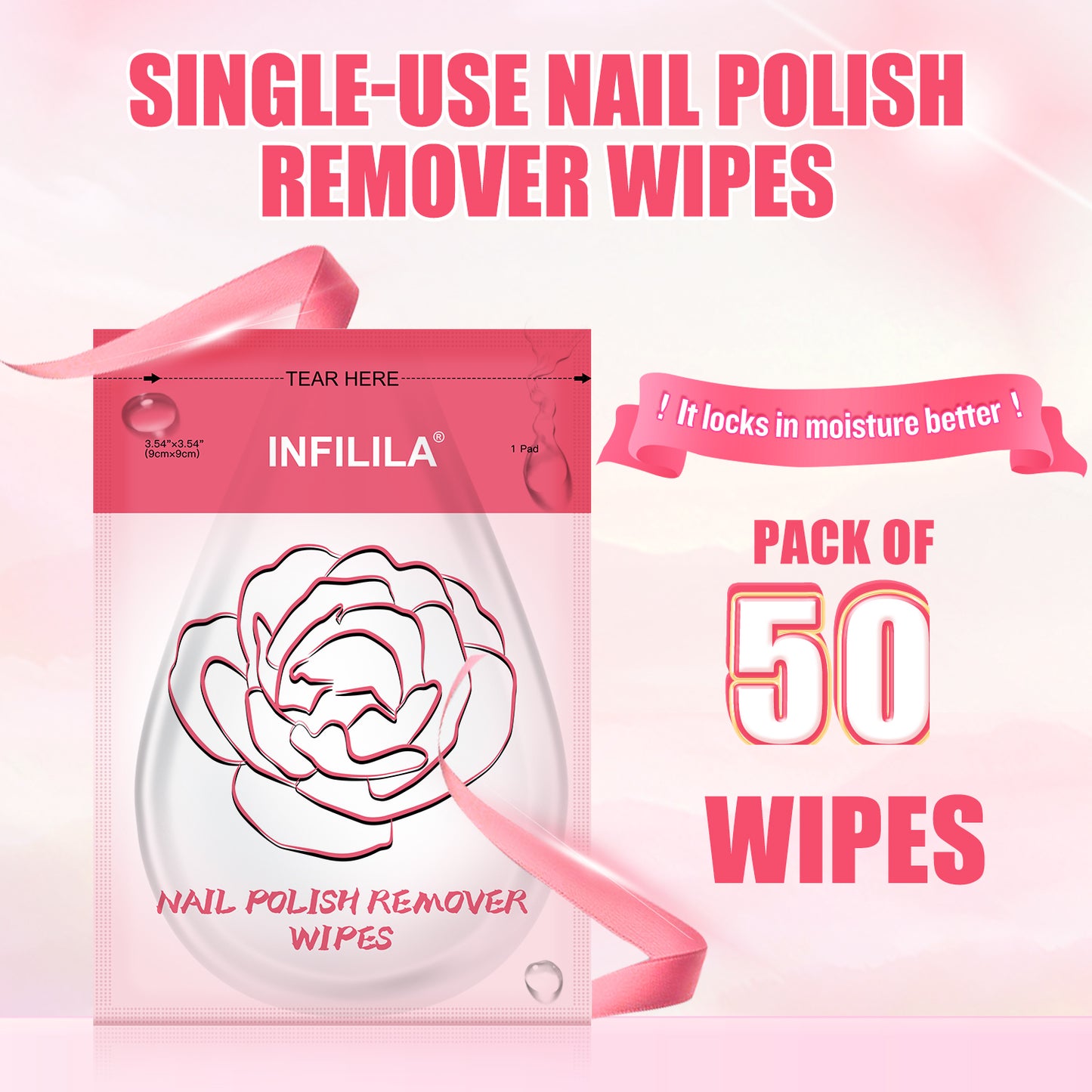 50 PCS Nail Polish Remover Pads