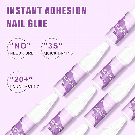 10Pcs Nail Glue, Nail Glue for Nail Tips Acrylic Nails Presser Nails