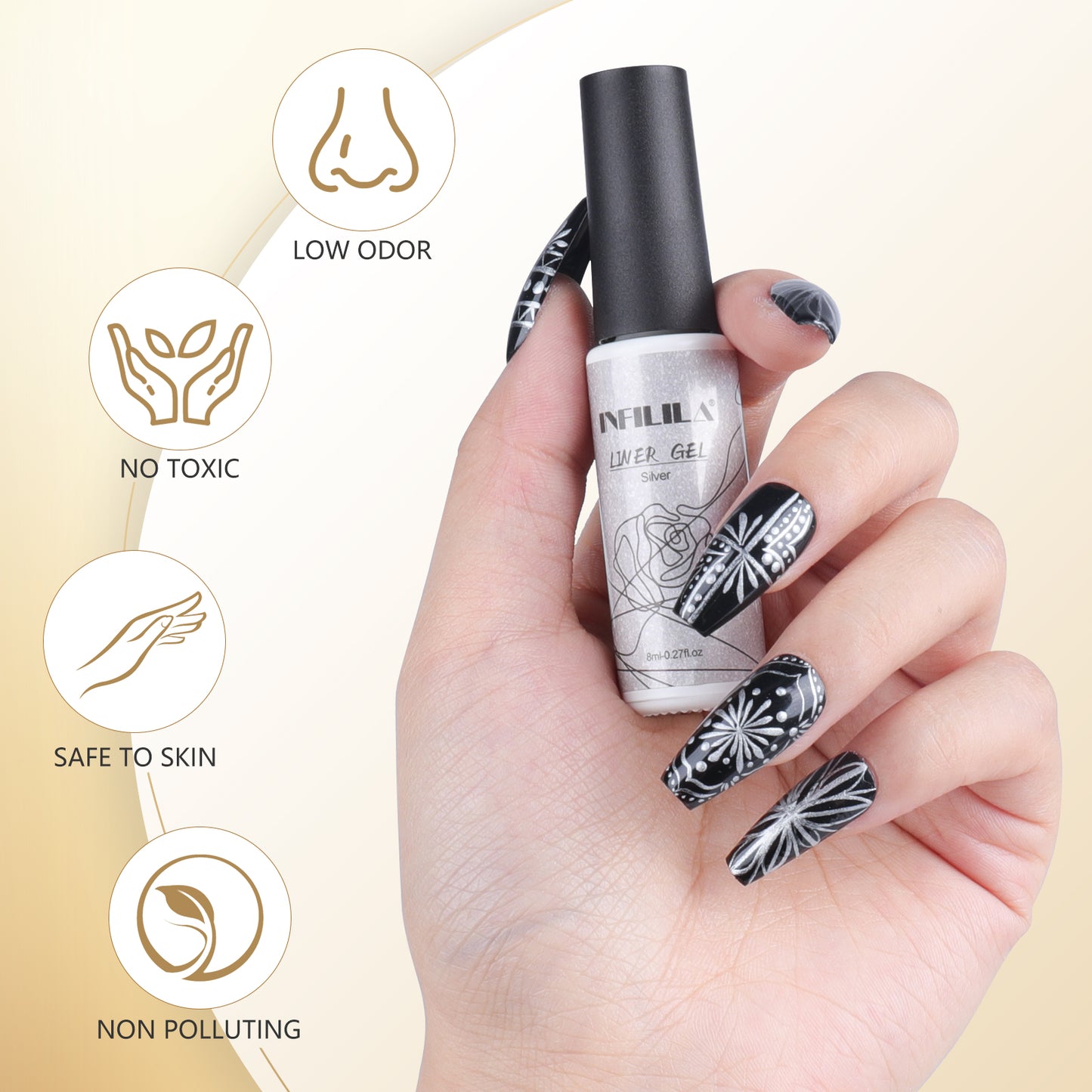 Sliver & Gold Gel Liner Nail Polish