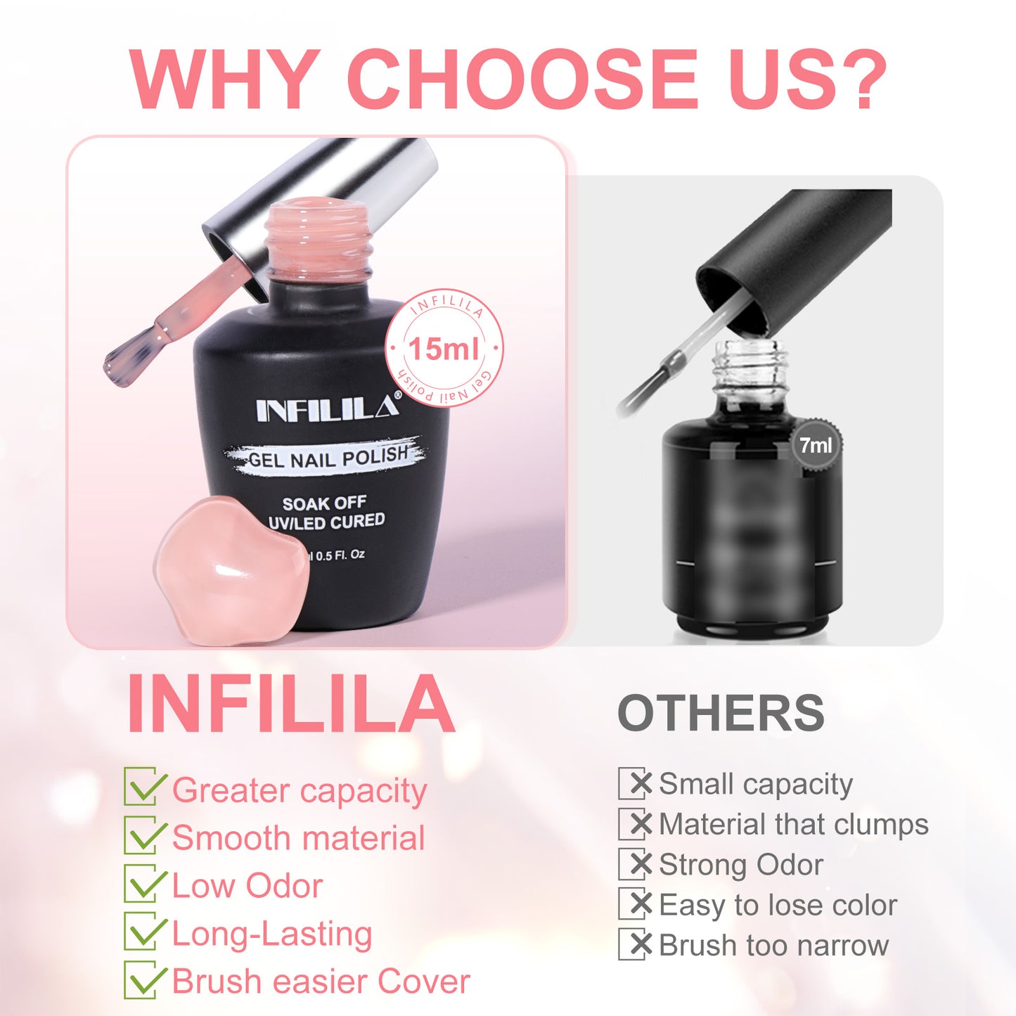 Orange Pink Gel Nail Polish 15ml