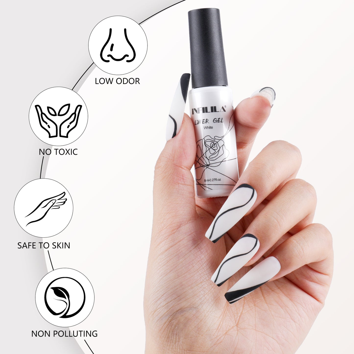 Black & White Gel Liner Nail Polish