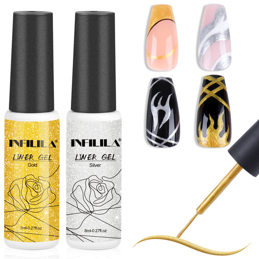 Sliver & Gold Gel Liner Nail Polish