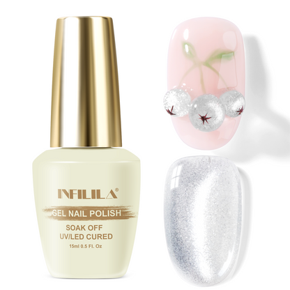 Holographic Glitter Shimmer Translucent Jelly Color Magnetic Silver Nail Polish for Nail Art Manicure Salon DIY at Home