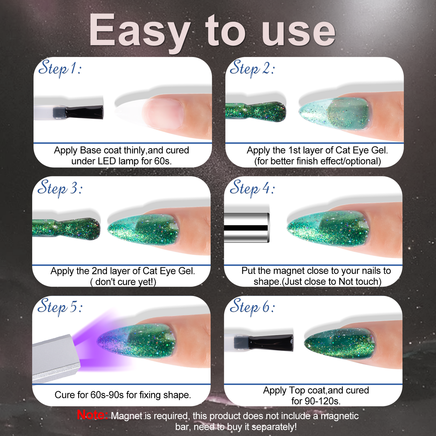 Pink Orange Cat Eye Gel Polish （15ML）