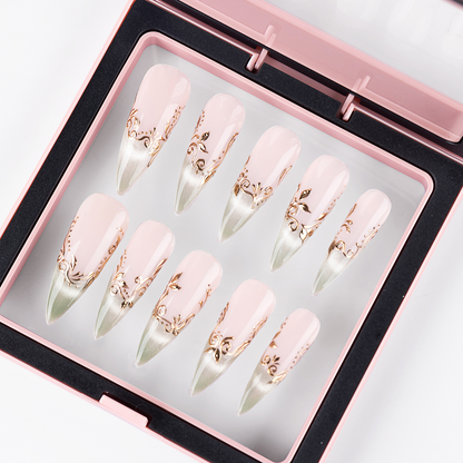 Moss Muse | 3D Dewdrop Veil Press On Nails with Gift Box