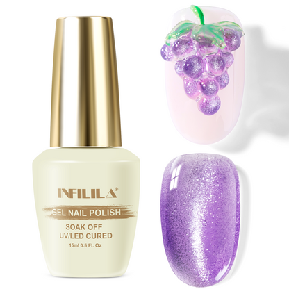 Holographic Glitter Shimmer Translucent Jelly Color Magnetic Silver Nail Polish for Nail Art Manicure Salon DIY at Home
