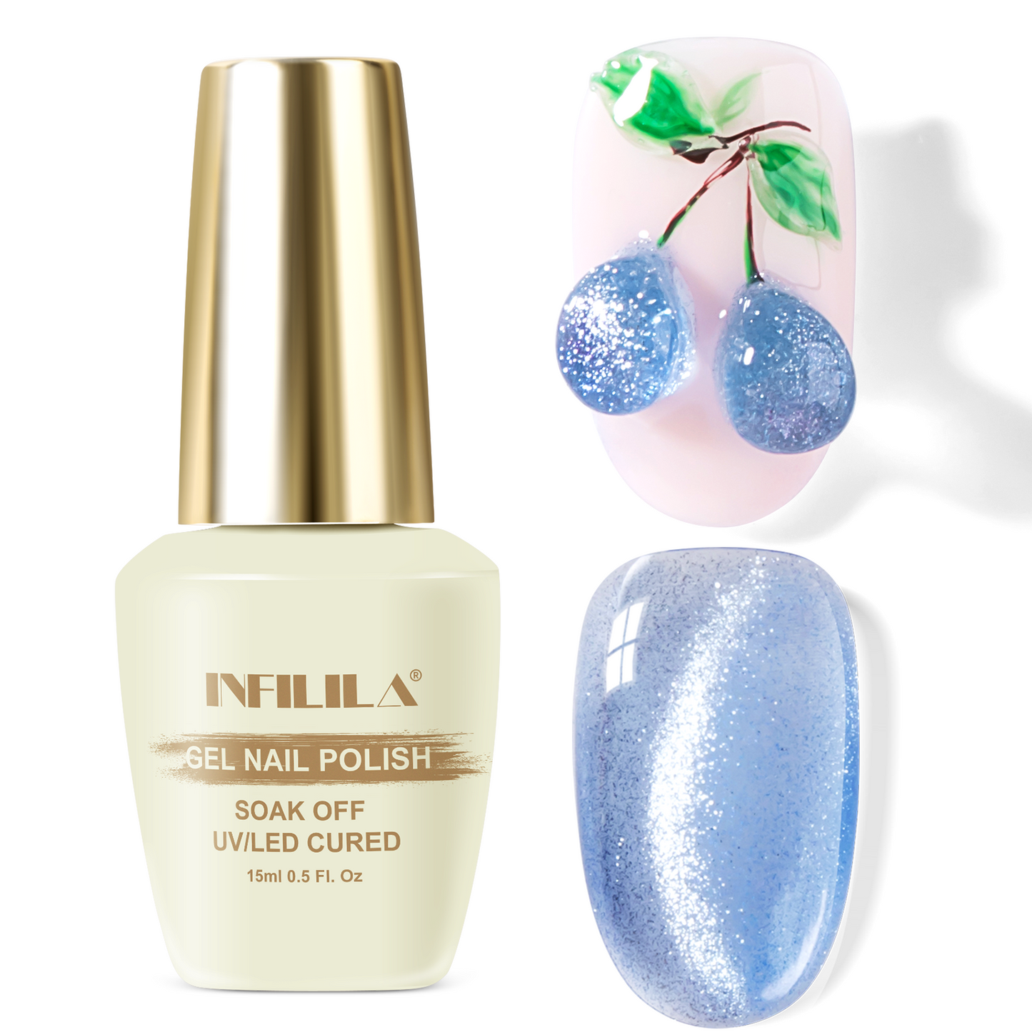 Holographic Glitter Shimmer Translucent Jelly Color Magnetic Silver Nail Polish for Nail Art Manicure Salon DIY at Home