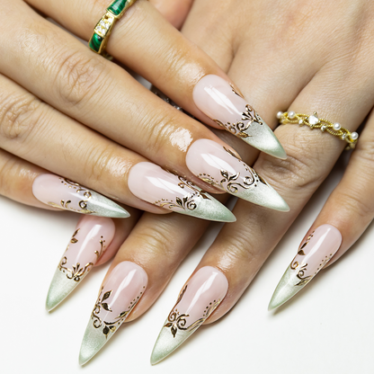 Moss Muse | 3D Dewdrop Veil Press On Nails with Gift Box