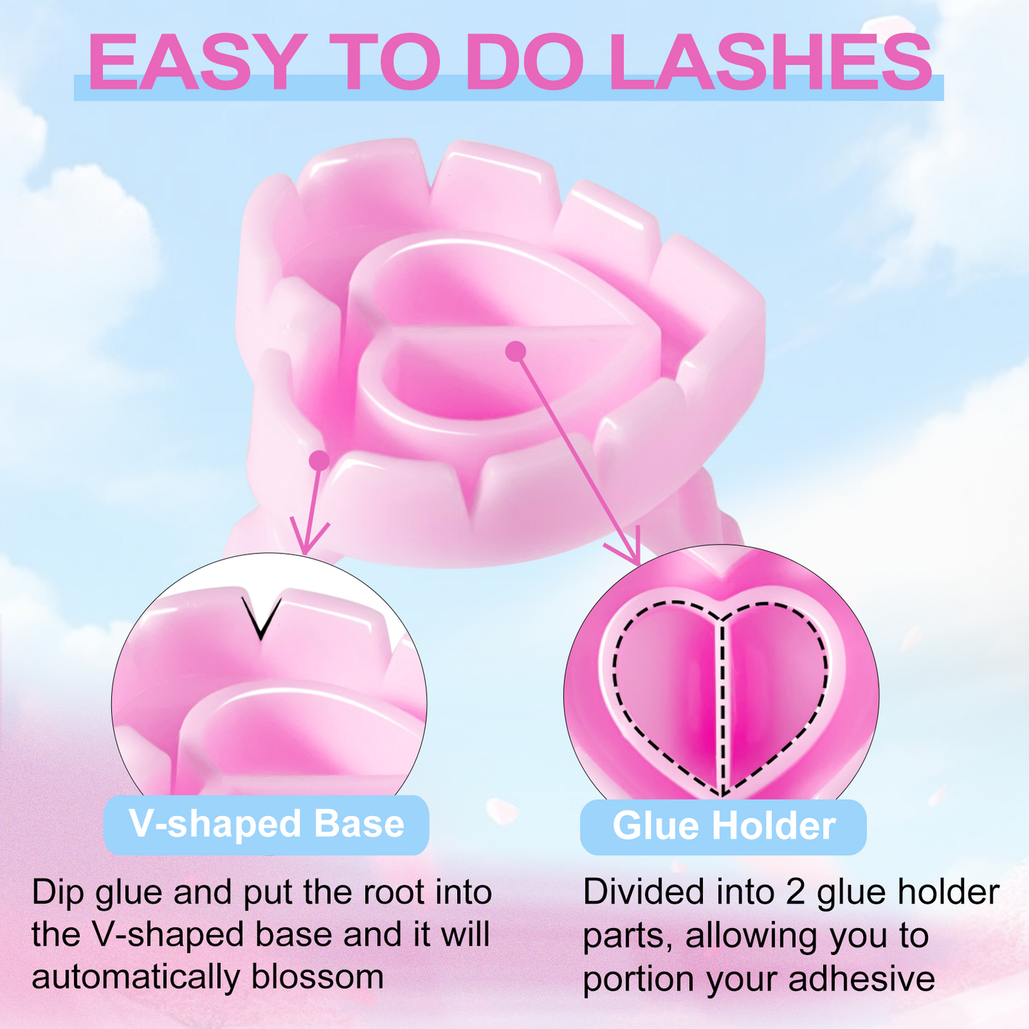 Glue Rings for Eyelash Extensions 100PCS Disposable Rings For Lashes Lovely Heart Shape, Makeup Plastic Nail Art Glue Cups Lash Extension Supplies for Eyelash Extensions