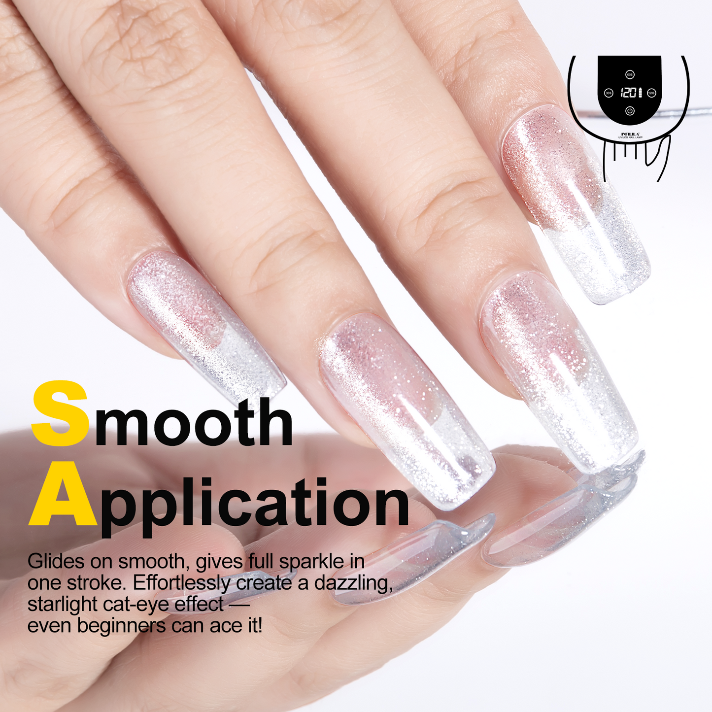 Holographic Glitter Shimmer Translucent Jelly Color Magnetic Silver Nail Polish for Nail Art Manicure Salon DIY at Home
