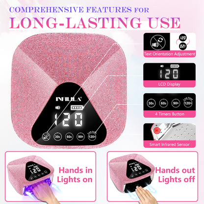 Pink Cordless UV Nail Lamp