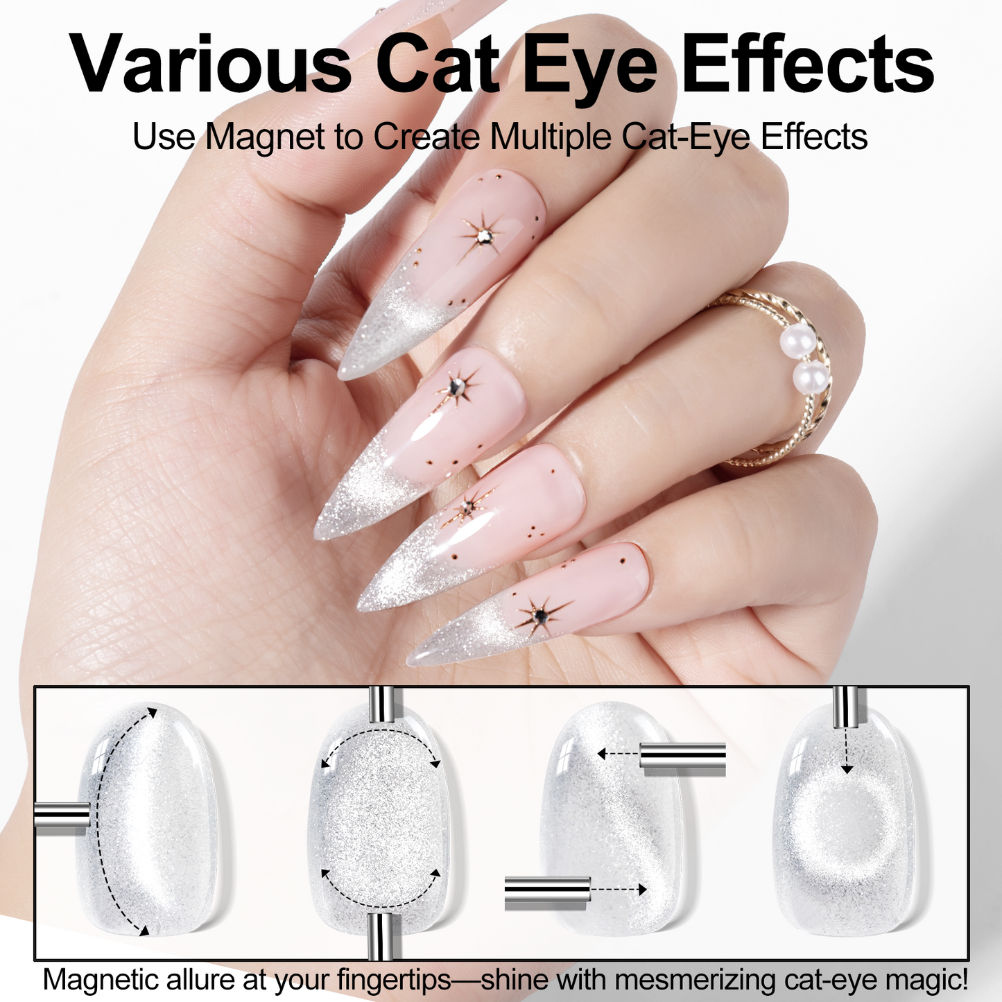 Holographic Glitter Shimmer Translucent Jelly Color Magnetic Silver Nail Polish for Nail Art Manicure Salon DIY at Home