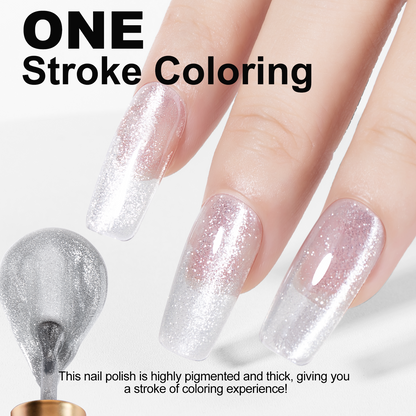 Holographic Glitter Shimmer Translucent Jelly Color Magnetic Silver Nail Polish for Nail Art Manicure Salon DIY at Home
