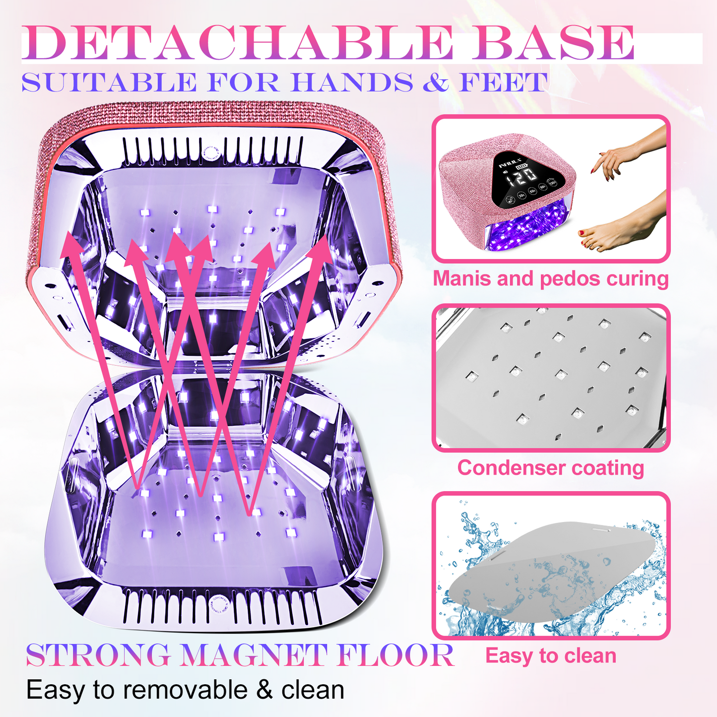 Pink Cordless UV Nail Lamp