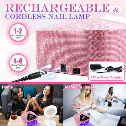 Pink Cordless UV Nail Lamp