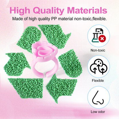 Glue Rings for Eyelash Extensions 100PCS Disposable Rings For Lashes Lovely Heart Shape, Makeup Plastic Nail Art Glue Cups Lash Extension Supplies for Eyelash Extensions